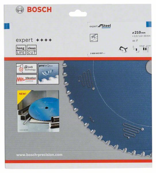 BOSCH Kreissägeblatt Expert for Steel 210x30x2,0/1,6mm 48 Z