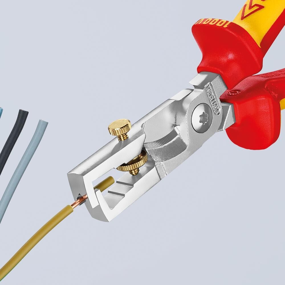 KNIPEX Abisolierzangen Kabelschere 180mm StriX Mehrkomponenten-Hülle VDE verchromt 13 66 180
