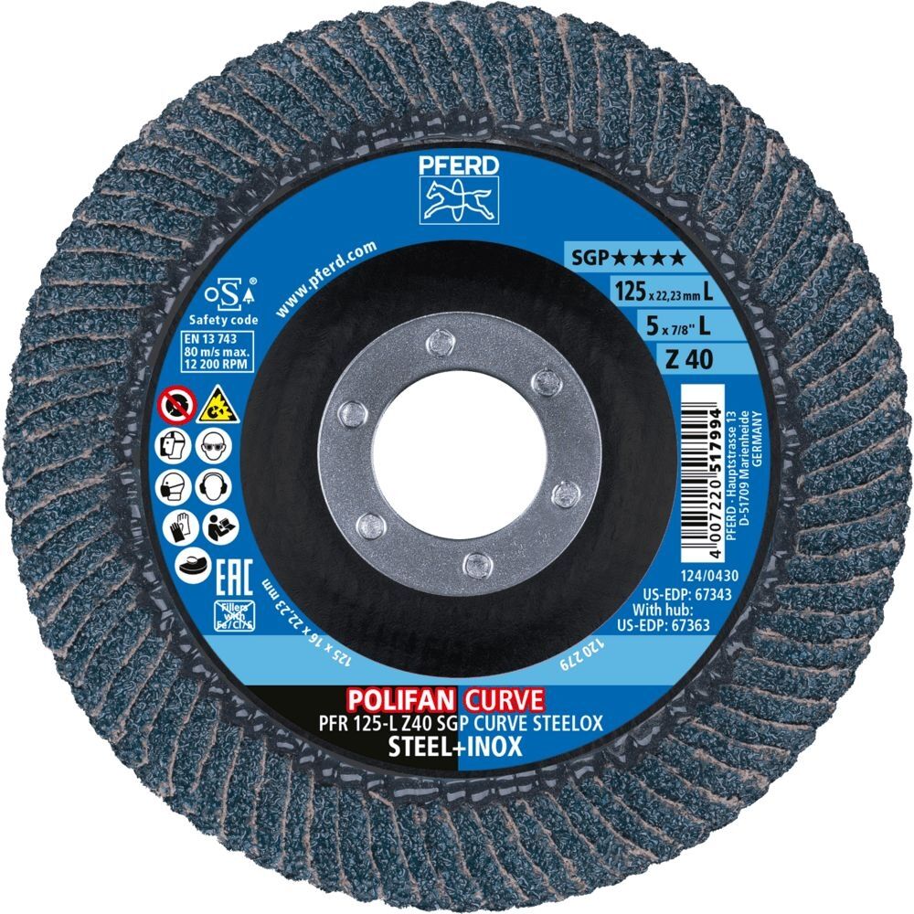 PFERD Fächerschleifscheibe Polifan PFR 125 Z 40 SGP-Curve