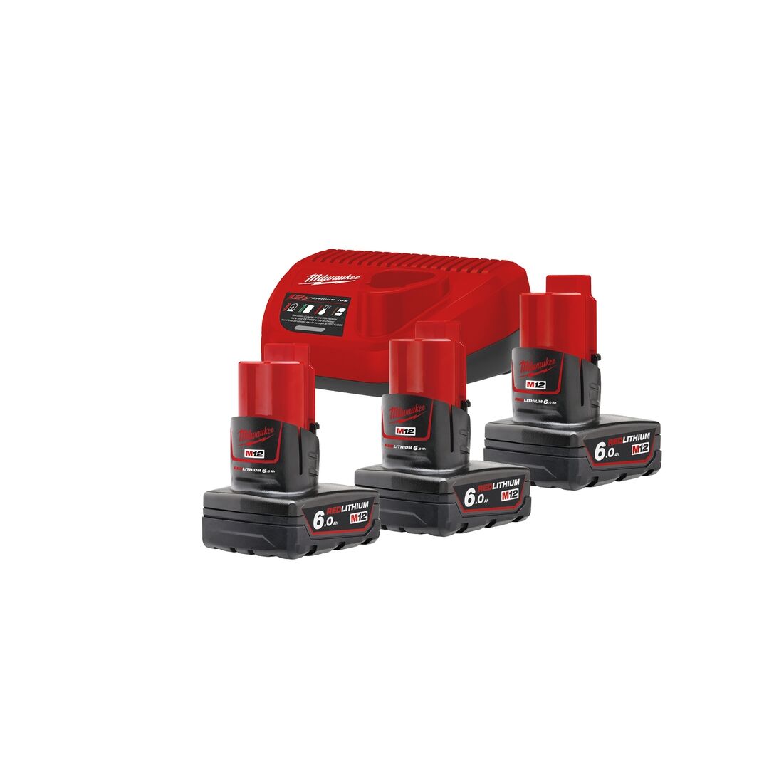 MILWAUKEE Starterset 12V M12NRG-603 3x12V 6Ah Akku Ladegerät im Karton