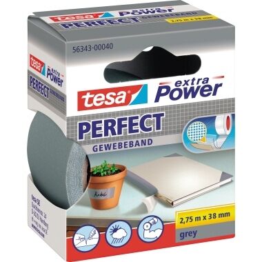 TESA Gewebeband 38mm 2,75m grau extra Power Perfect 56343-00040