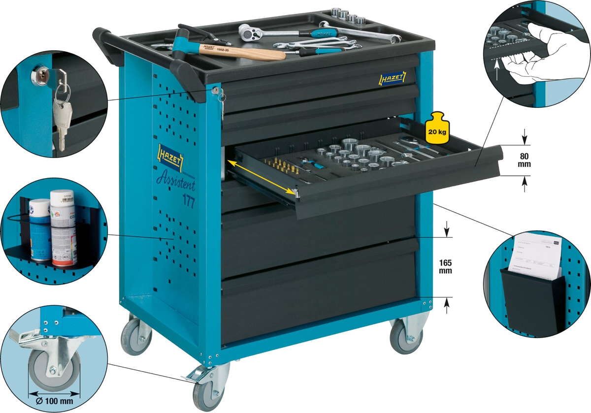 HAZET Werkstattwagen 177-6 913x778x796mm 6 Schubladen