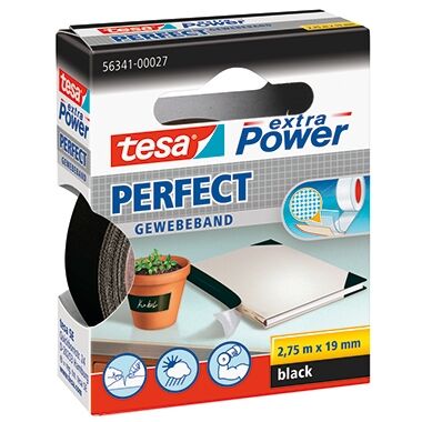 TESA Gewebeband 19mm 2,75m schwarz extra Power Perfect 56341-00027