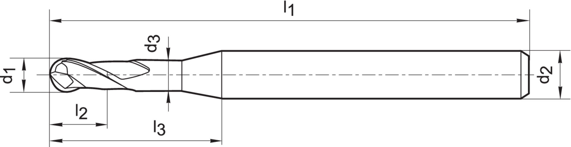 FORMAT Miniaturfräser D4 Z2 1,2 8mm VHM TiALN