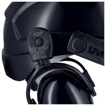 UVEX Helm-Kapselgehörschutz pheos K2P SNR30dB schwarz/gelb Bajonett 2600.214