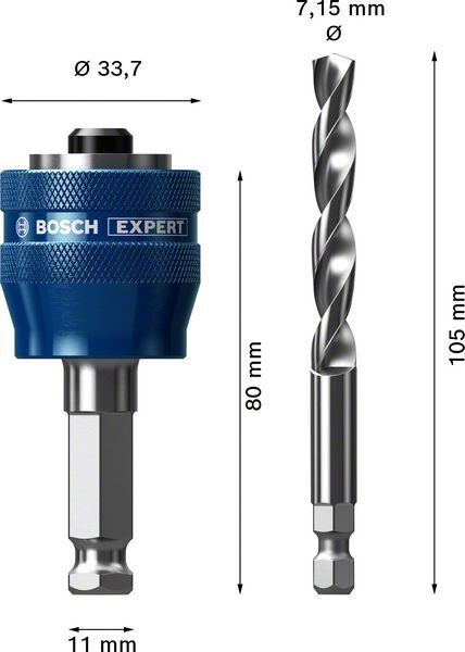 BOSCH PowerChange Plus Adapter Hex 11mm HSS-G 7,15x105mm