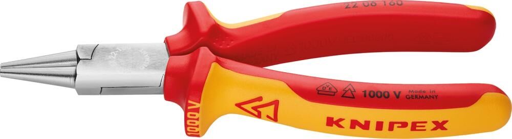 KNIPEX Rundzange 160mm Mehrkomponenten-Hülle isoliert verchromt VDE 22 06 160
