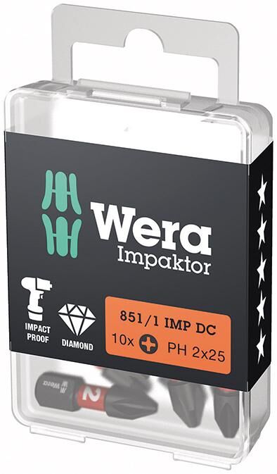 WERA Impaktor-Bit 1/4" Kreuzschlitz PH 2x25mm 10er Pack