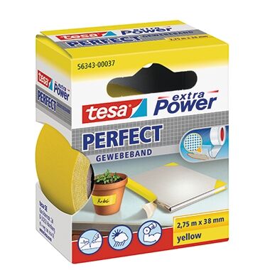 TESA Gewebeband 38mm 2,74m gelb extra Power Perfect 56343-00037