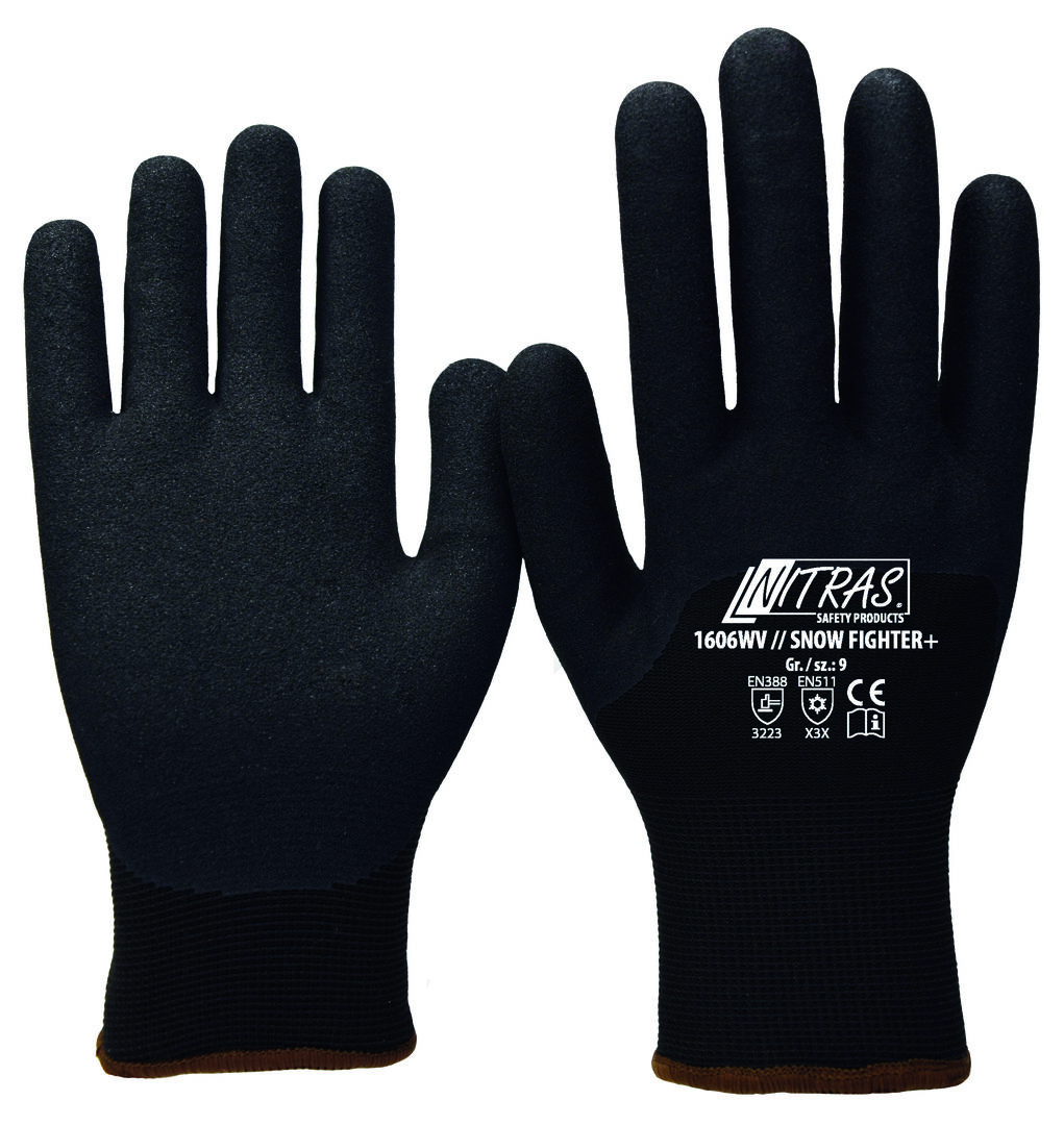 NITRAS Winterhandschuhe SnowFighter+ Gr. 11 Nitril schwarz 1606WV