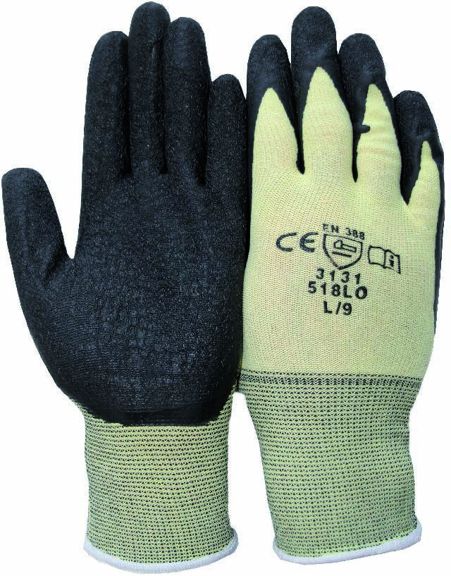 WEMAG Nylon-Strickhandschuhe RUBBER Gr. 7 gelb mit Latex-Beschichtung