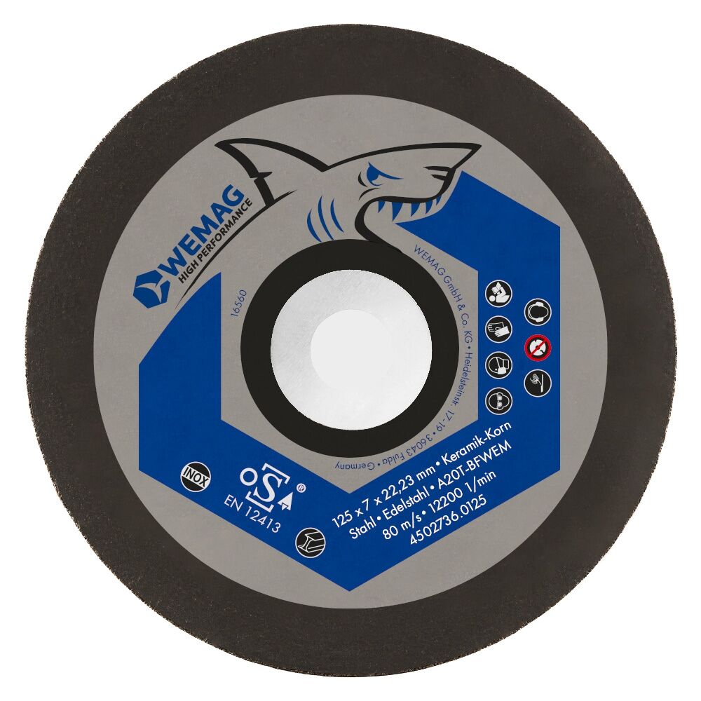 WEMAG WEMAG-HP Schruppscheibe STAHL/INOX 125x7,0x22,23mm Keramik-Korn