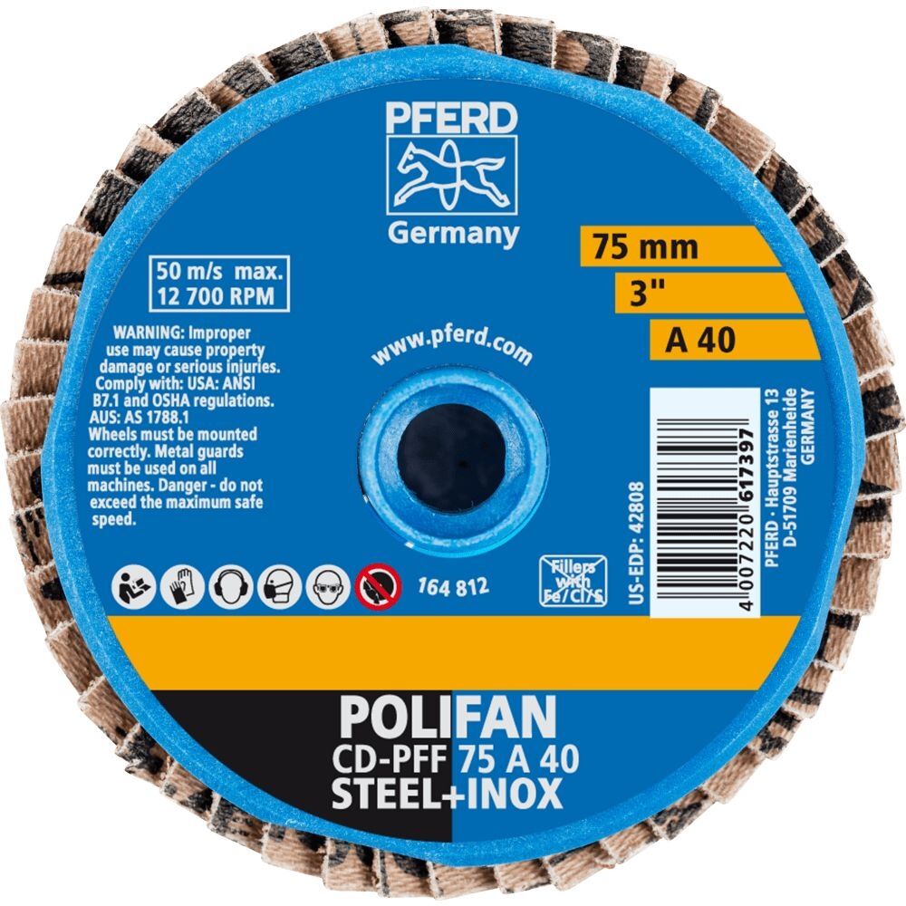PFERD Fächerschleifscheibe COMBIDISC mini-Polifan 75mm A40