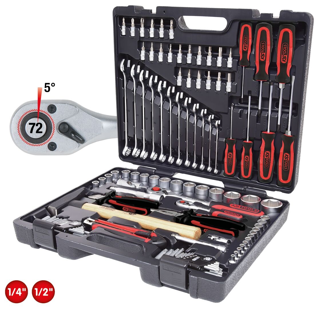 KS TOOLS Universal Werkzeug Set 1/4" + 1/2" 97-teilig im Koffer
