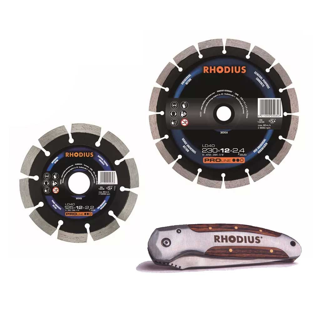 RHODIUS Diamanttrennscheibe LD40 230mm 2er Pack inkl. Gratis Messer