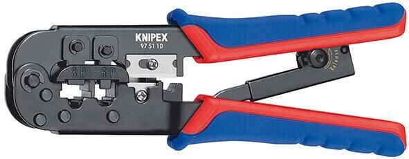 KNIPEX Crimpzange für Westernstecker 190mm Mehrkomponenten-Hülle brüniert 97 51 10