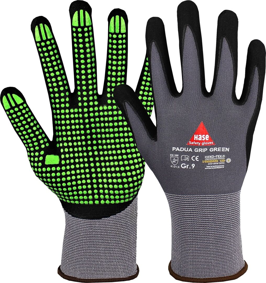 HASE Handschuhe Padua Grip Green Gr. 6 schwarz/grün