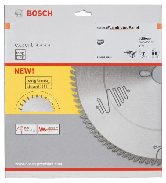 BOSCH Kreissägeblatt HW Expert Laminat 250x30x3,2 48T DH