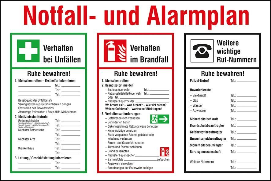 Notfall- und Alarmplan Kunststoff (PVC)