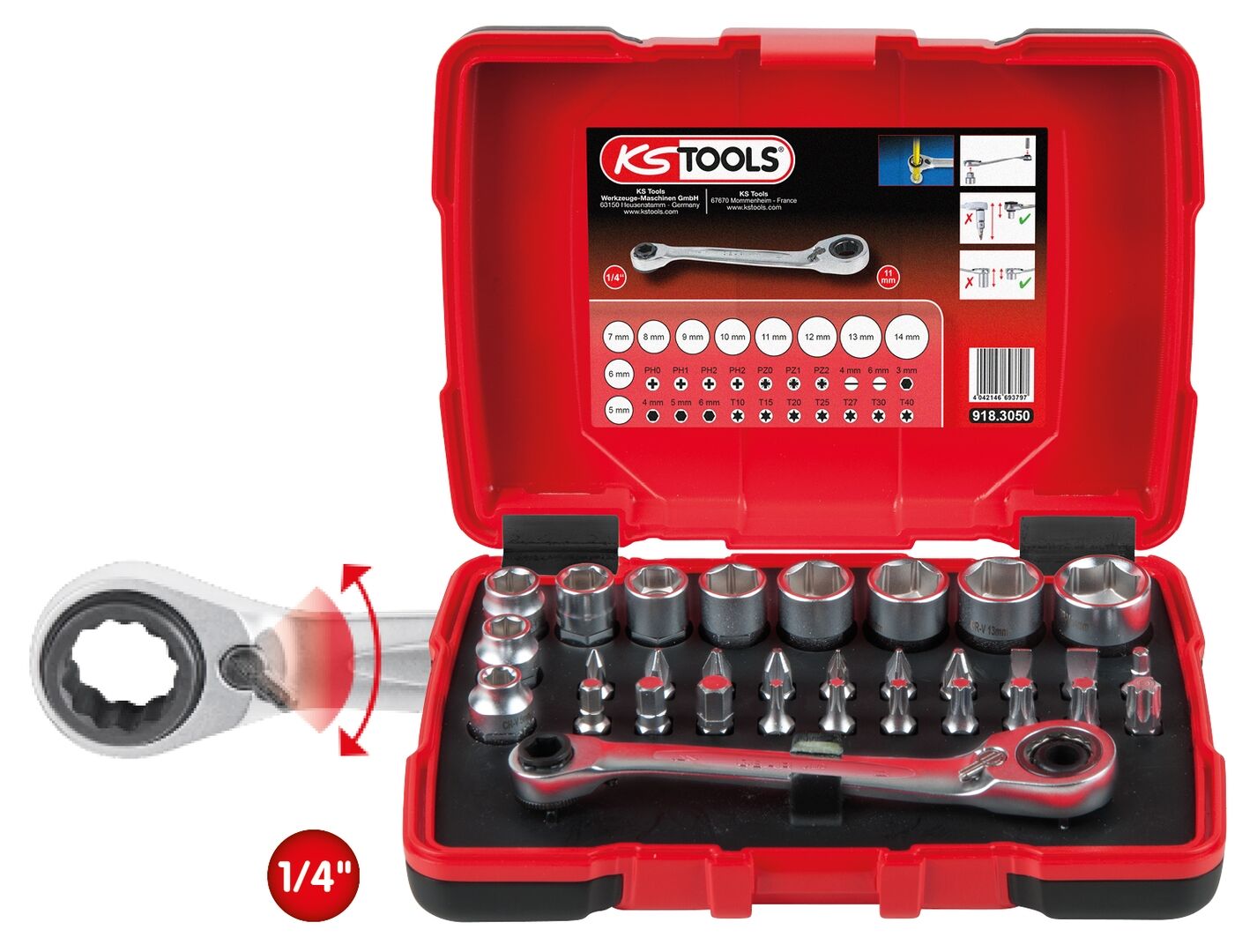 KS TOOLS Steckschlüssel Set 1/4" 31-teilig