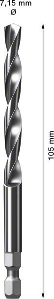 BOSCH Zentrierbohrer HSS-G 7,15x105mm