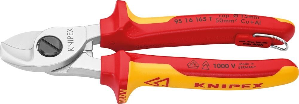 KNIPEX Kabelschere 165mm Mehrkomponenten-Hülle VDE verchromt 95 16 165 T