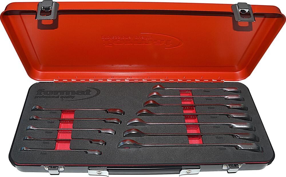 FORMAT Ratschenschlüssel-Set umschal. 8-19mm 12-teilig im Metallkasten