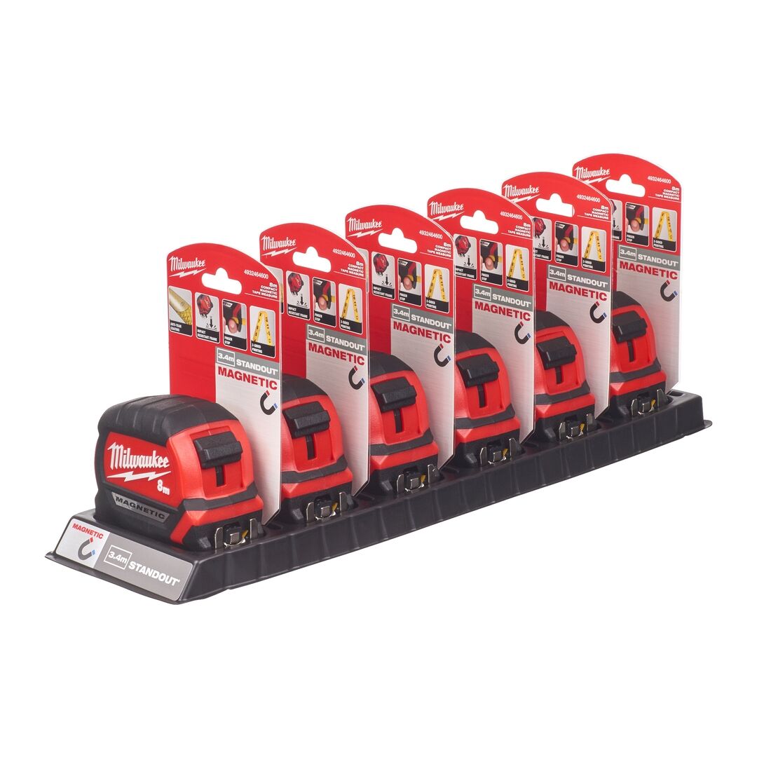 MILWAUKEE Premium-Bandmaß 8m magnetisch 27mm breites Band