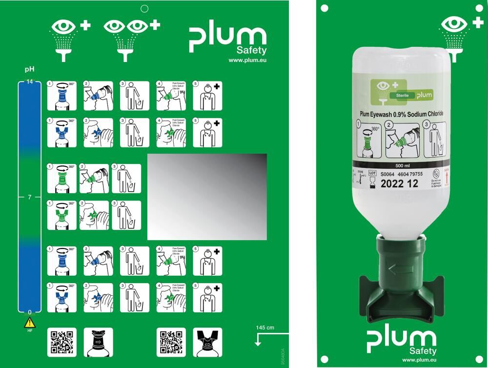 PLUM Augenspülstation inkl. Fl. 500ml & Wandhalter