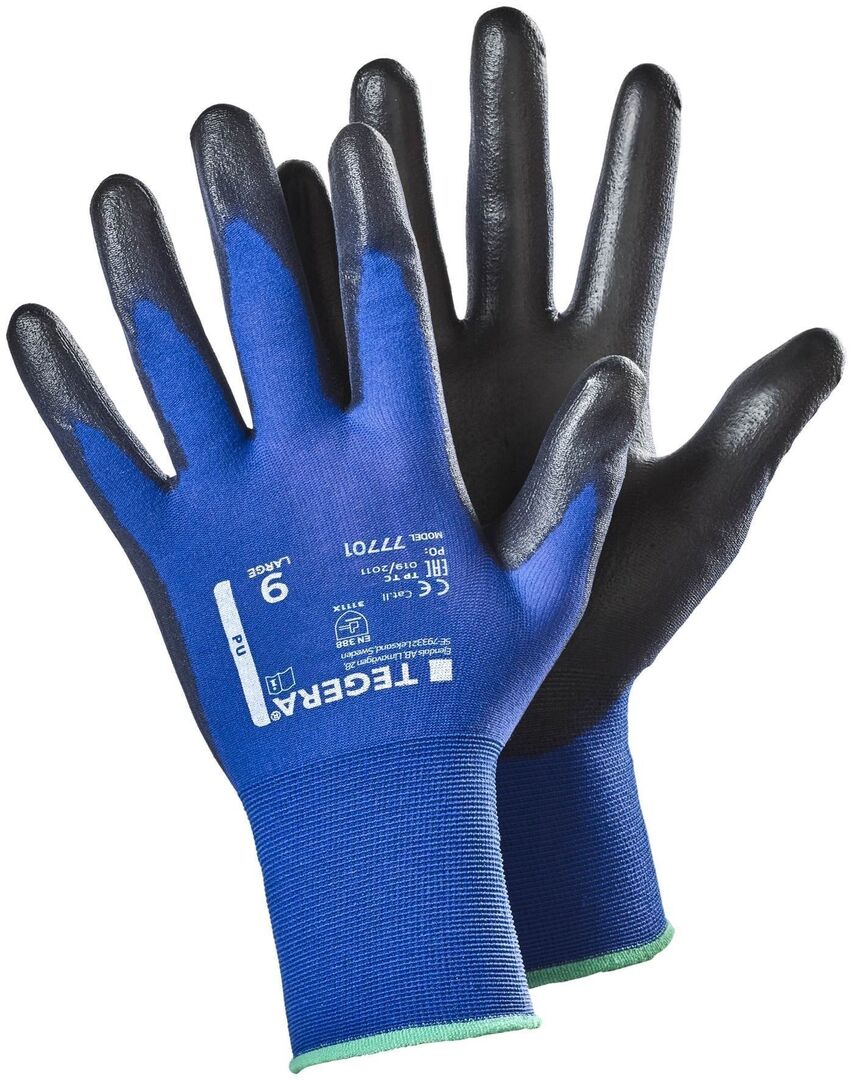 TEGERA Montagehandschuhe 77701 Gr. 8 PU blau/schwarz