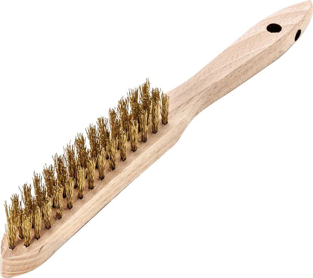 LESSMANN Handdrahtbürste Messing gewellt 0,35mm 3-reihig
