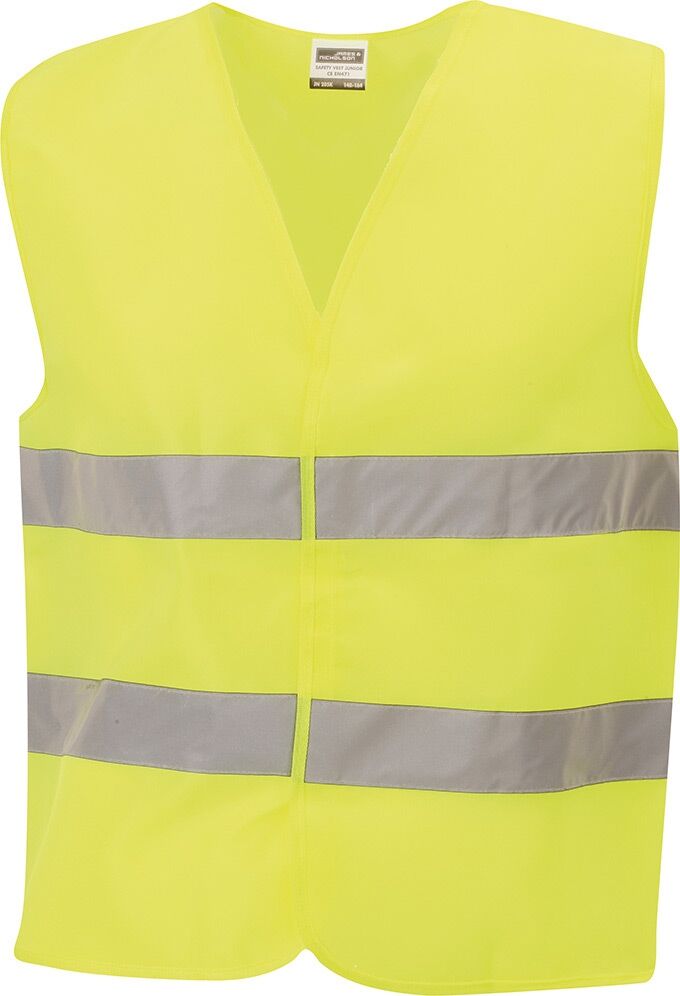 JAMES & NICHOLSON Warnschutz-Weste fluorescent-yellow Gr. S-XXL