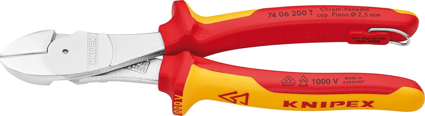 KNIPEX 74 06 200 T Kraft-Seitenschneider Mehrk. VDE verchr. 200mm