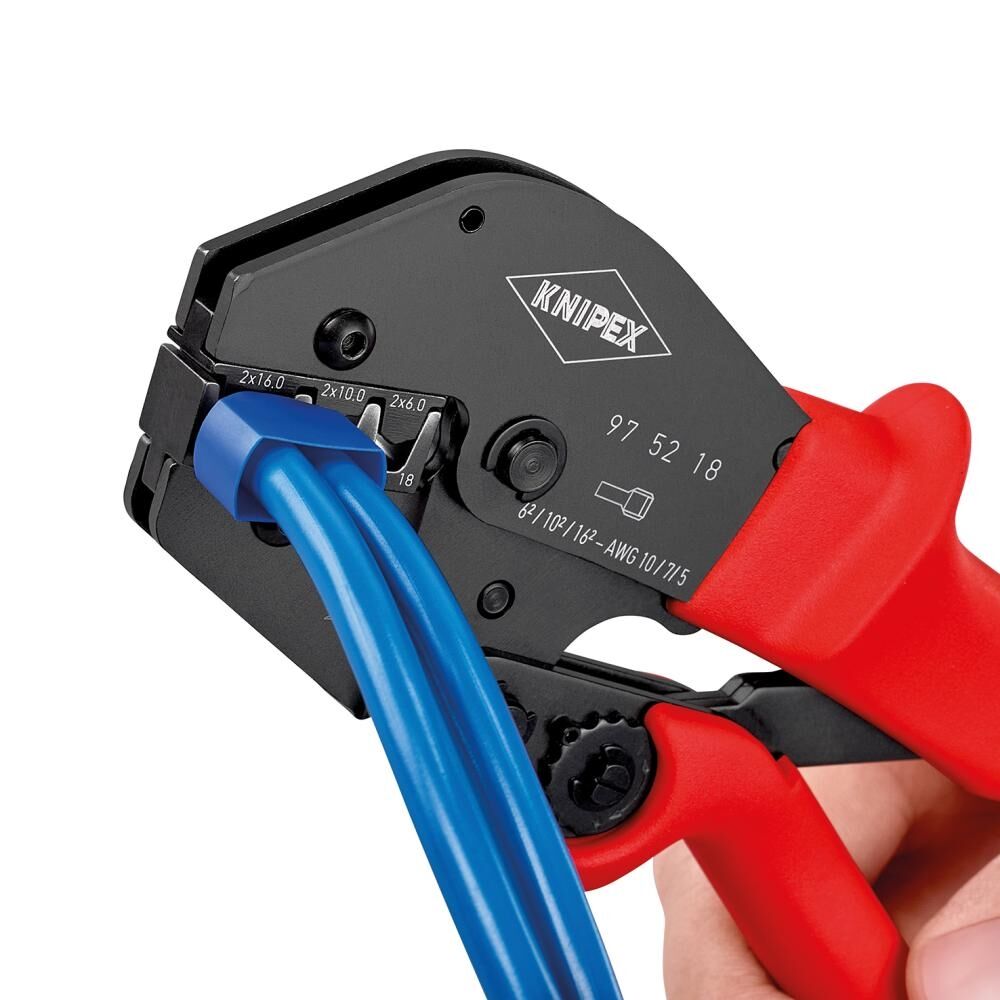 KNIPEX Crimpzange 250mm auch für Zweihandbedienung Kunststoff überzogen brüniert 97 52 18