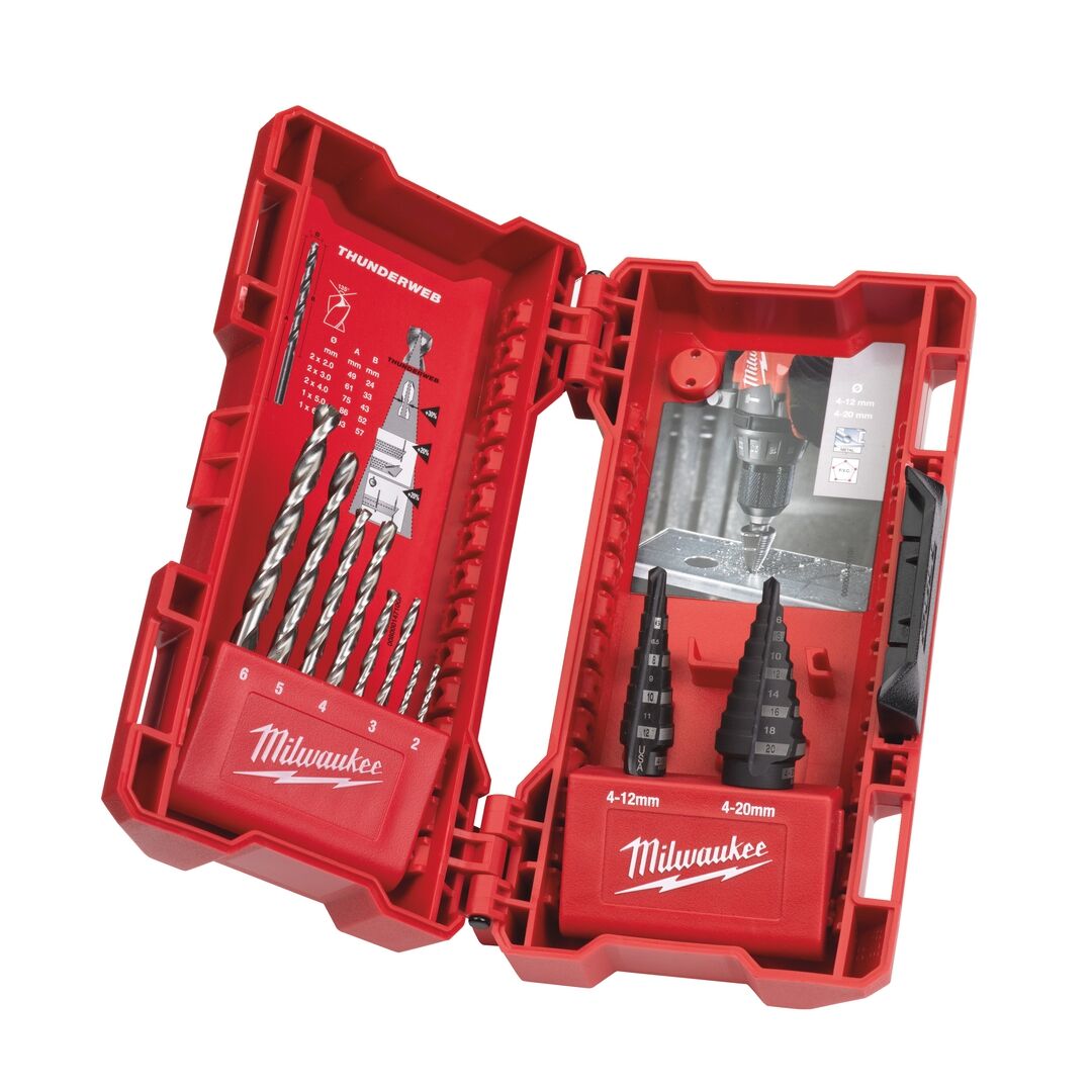 MILWAUKEE Stufen- & Metallbohrer- Set 10teilig