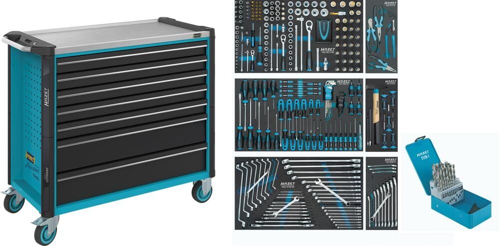 HAZET Werkstattwagen 340-teilig Werkzeugsortiment 7 Schubladen 179N XXL -7/340
