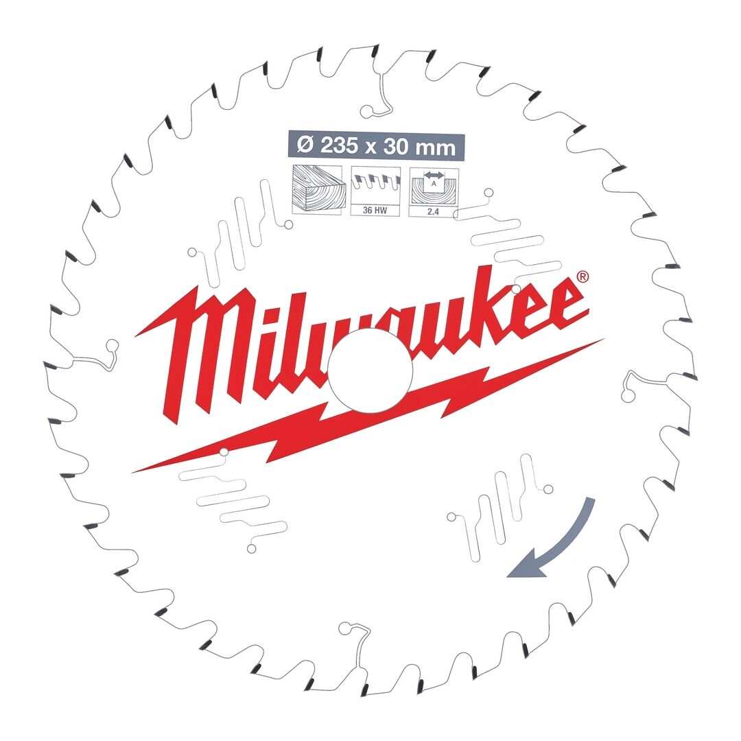 MILWAUKEE Kreissägeblatt Holz für Handkreissägen 235/30mm Z36 Wechselzahn