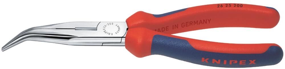 KNIPEX Flachrundzange mit Schneide 200mm Mehrkomponenten-Hülle verchromt 26 25 200