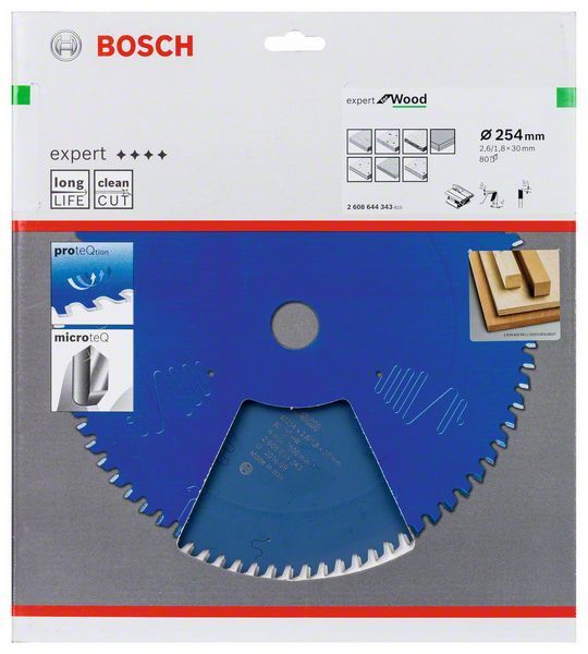 BOSCH Kreissägeblatt Expert for Wood 254x30x2,6mm 80 Z
