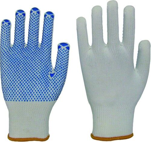 NITRAS Strickhandschuhe SEEIGEL Gr. 10 weiß blaue PVC-Noppen