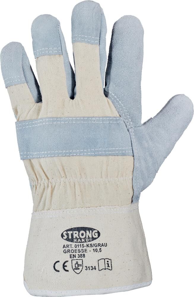 STRONGHAND Handschuhe Kernspaltleder weiße Stulpe