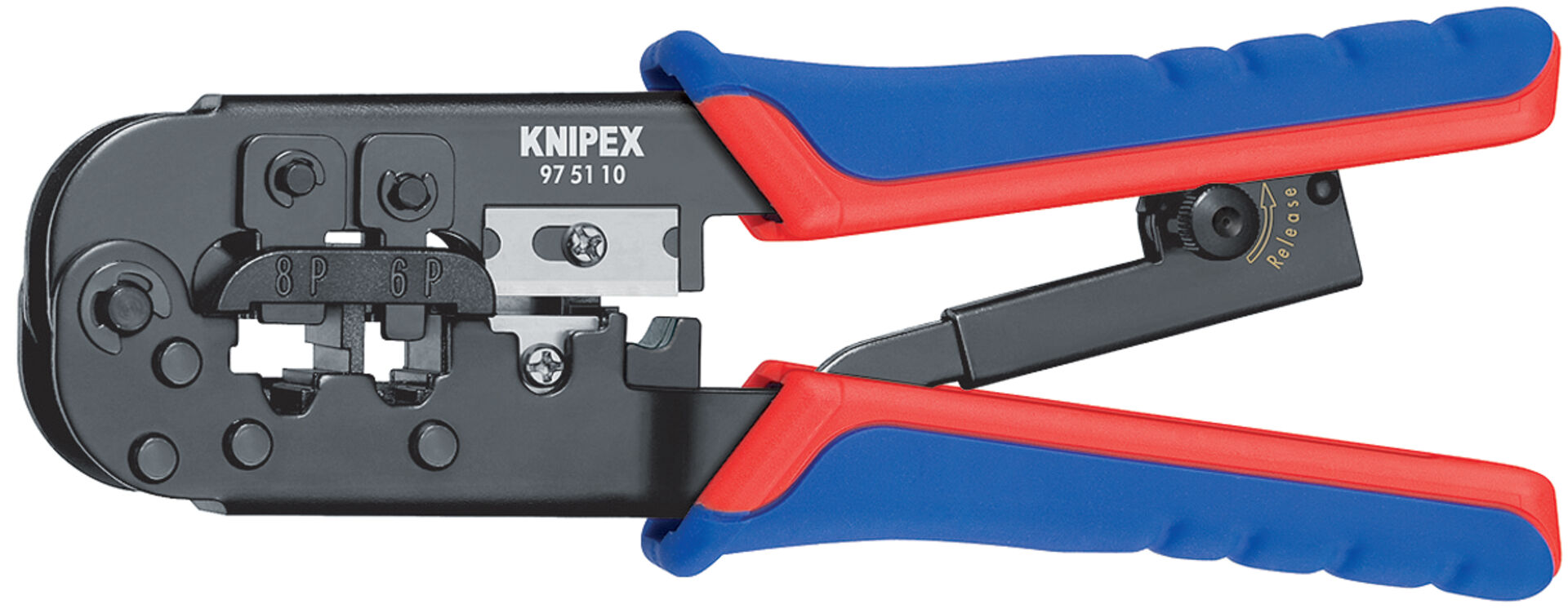 KNIPEX 97 51 10 Crimpzange für Westernstecker mit Mehrkohne brün. 190mm