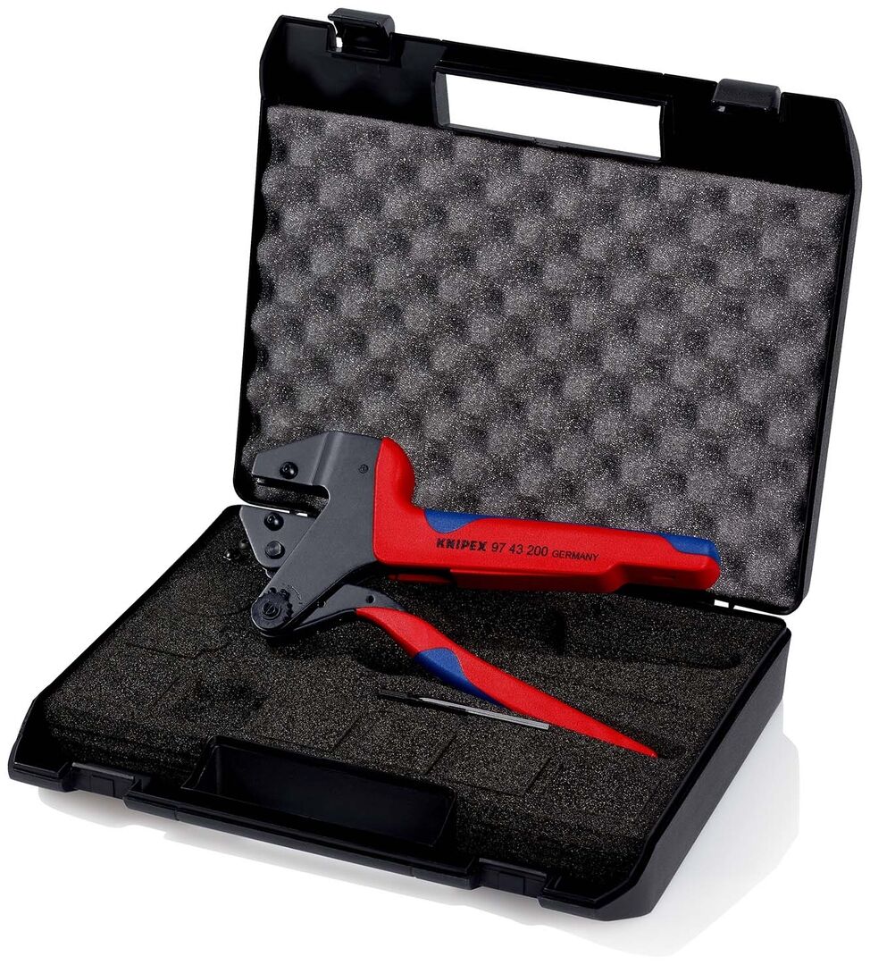 KNIPEX Crimp-Systemzange 200mm für auswechselbare Crimpeinsätze Mehrkomponenten-Hülle brüniert 97 43 200