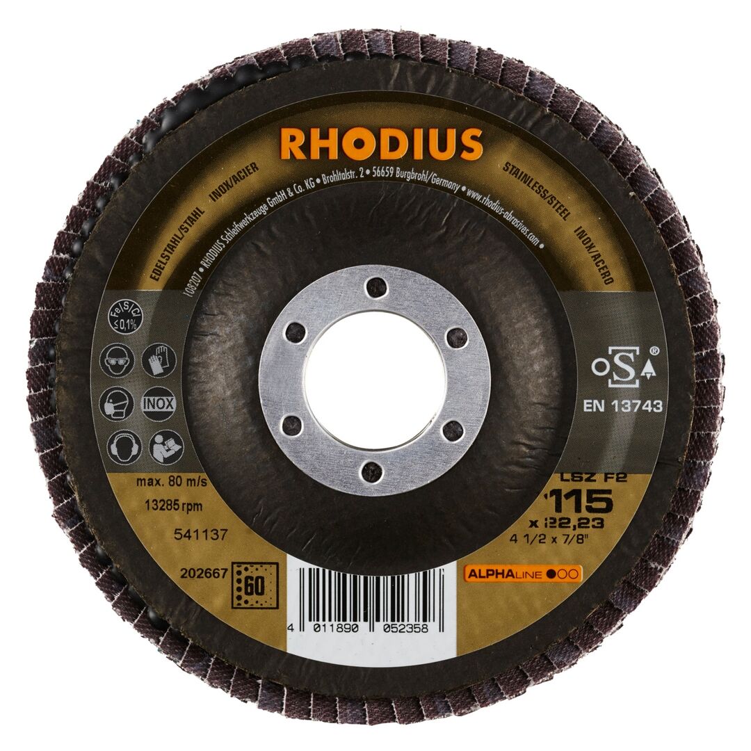 RHODIUS Lamellenschleifscheibe LSZ F2 115mm K60