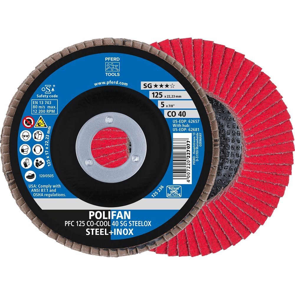 PFERD Fächerschleifscheibe gewölbt 125mm CO40 SGP-COOL