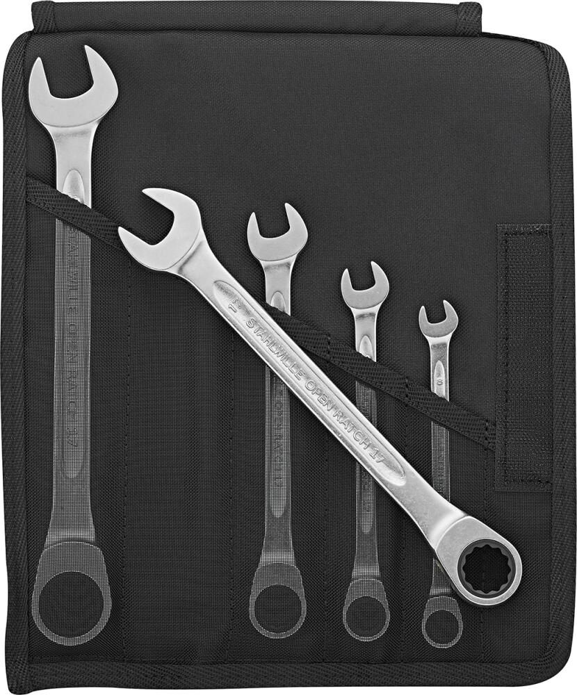 STAHLWILLE Ratschenschlüssel-Set gerade 8-19mm 5-teilig in Rolltasche