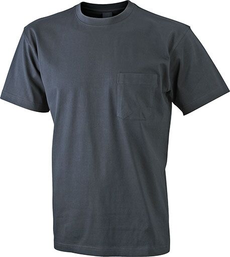 JAMES & NICHOLSON T-Shirt Rundhals Brusttasche black Gr. XXL
