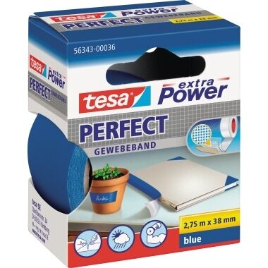 TESA Gewebeband 38mm 2,75m blau extra Power Perfect 56343-00036