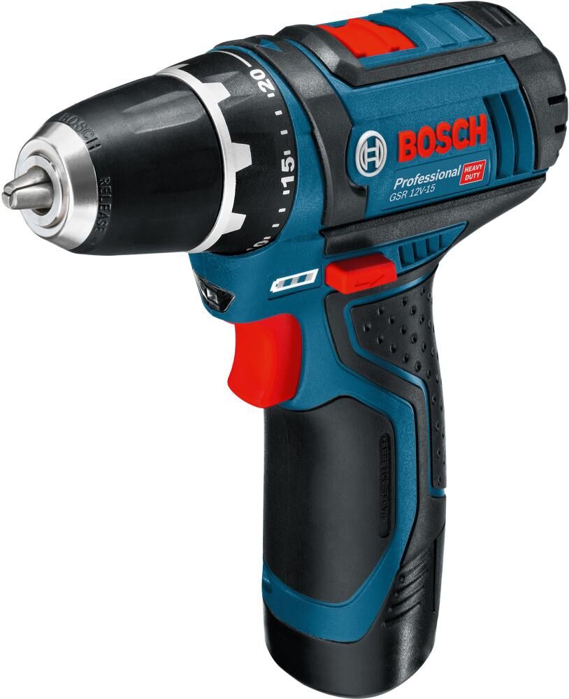 BOSCH Akku-Bohrschra& + 39tlg. Zubehör GSR 12V-15 2Ah 4Ah Ladeg Tasche