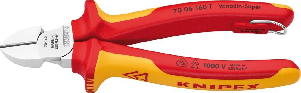 KNIPEX Seitenschneider 160mm Mehrkomponenten-Hülle isoliert verchromt VDE 70 06 160 T